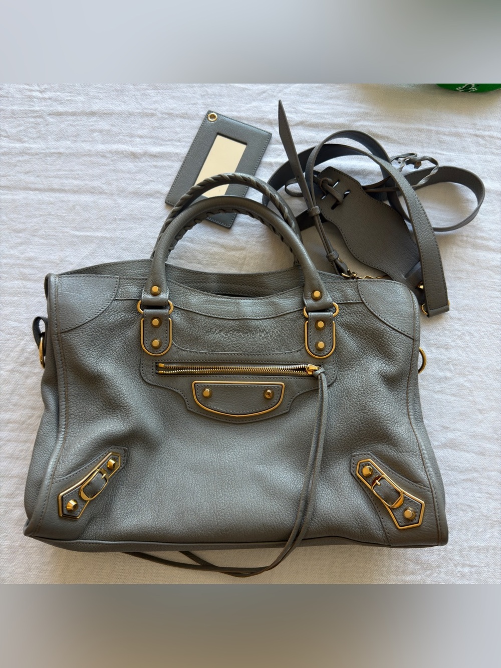 Classic Le City Medium Metallic Edge Grey with Gold Hardware - Women's Bag